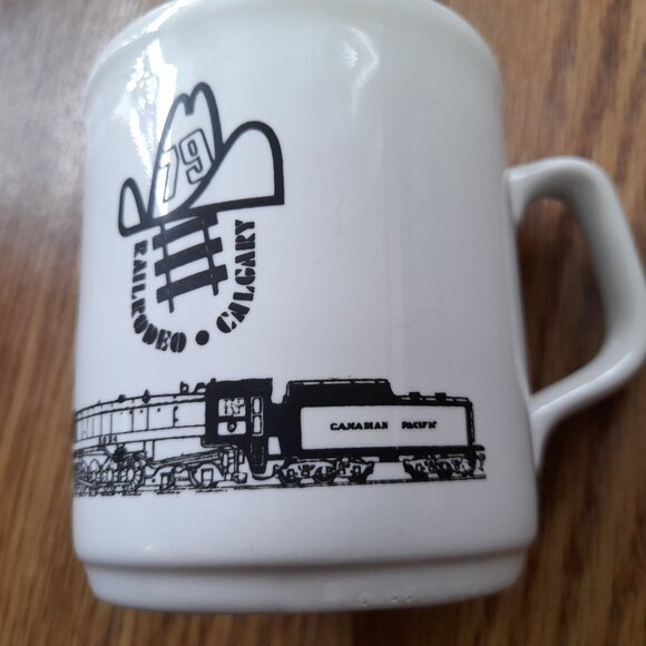 Vintage 70s Mug Train Railrodeo Calgary 1979 CP Canadian Pacific Railway Railfan - Picture 5 of 13